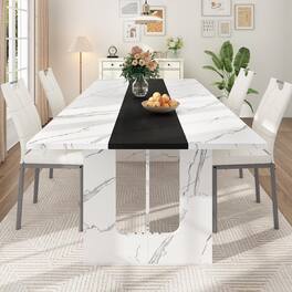 Espafurni - 71" Farmhouse Dining Table for 6-8 | Solid Wood Rectangular Kitchen Table (Table Only) - White