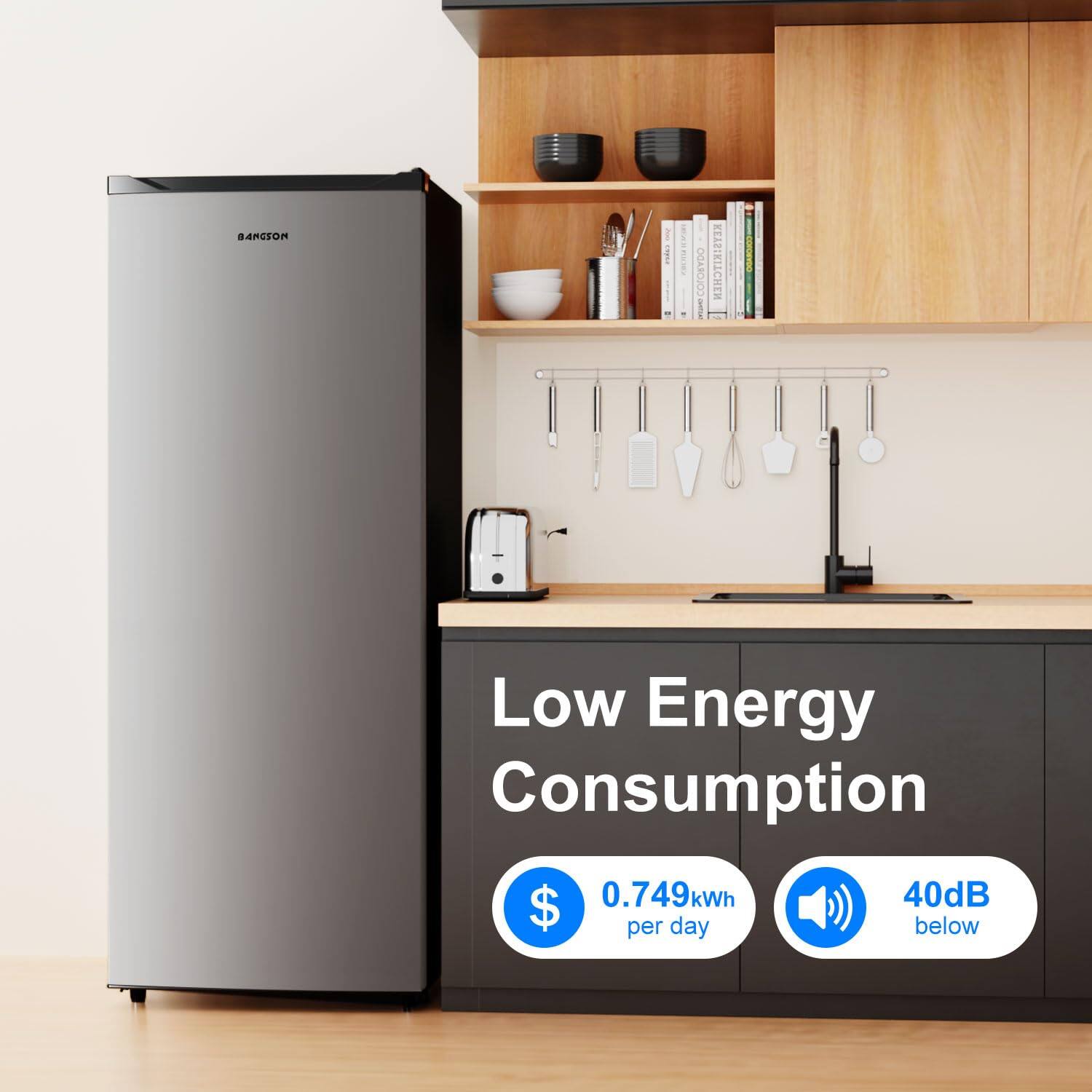 BARCSOH | - E2 OGABOIOO | KETS SIRITCHEN  
Low Energy Consumption  
0.749kWh per day  
40dB below
