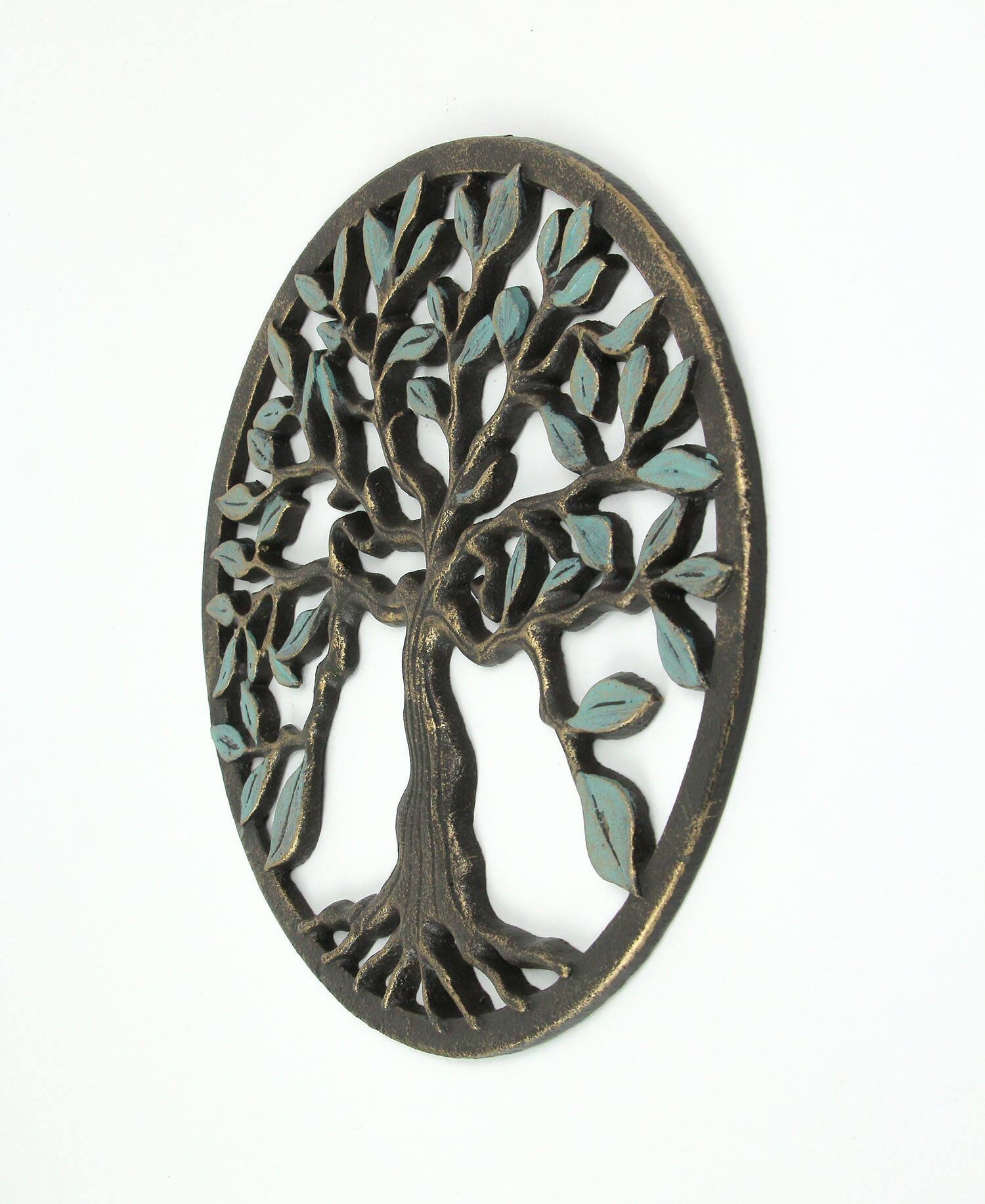 Alt View 2. Zeckos - Bronze Finished Cast Iron Tree Of Life Wall Hanging 11.75 Inches In Diameter - Bronze.