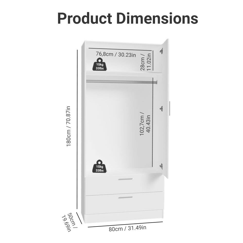 Product Dimensions  
76.8cm / 30.23in  
33lbs / 15kg  
28cm / 11.02in  
180cm / 70.87in  
102.7cm / 40.43in  
50cm / 19.69in  
80cm / 31.49in