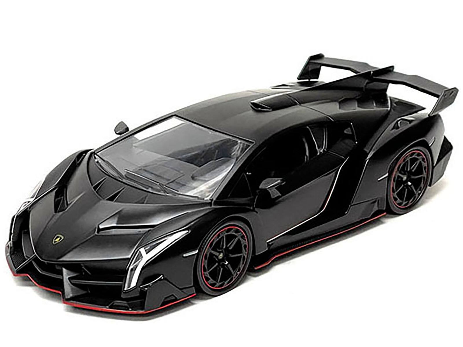 Alt View 1. Jada - Lamborghini Veneno Matt Black "Hyper-Spec" Series 1/24 Diecast Model Car by Jada.