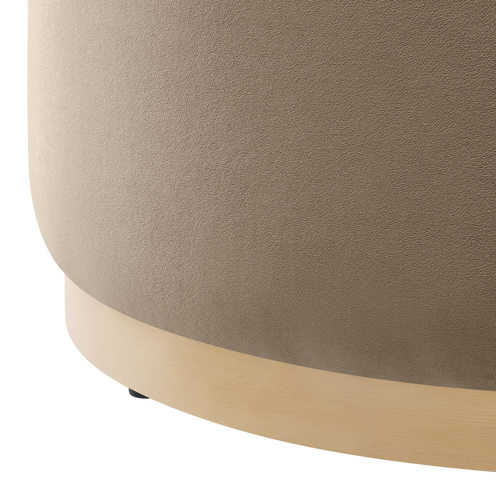 Alt View 3. Modway - Tilden Large 29" Round Performance Velvet Upholstered Ottoman by Modway - Taupe Natural.