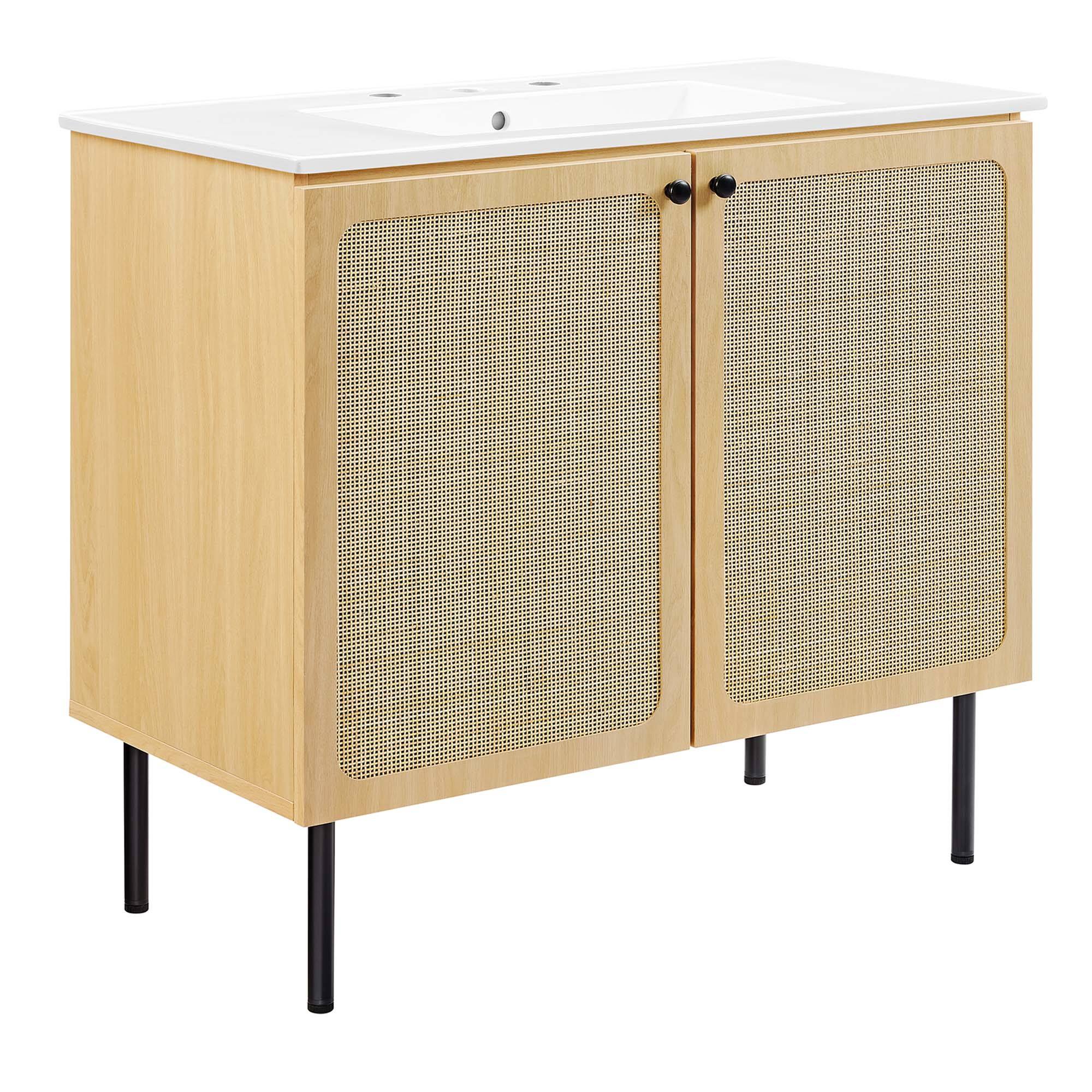 Angle. Modway - Chaucer Bathroom Vanity with White Basin Included by Modway - Oak White.