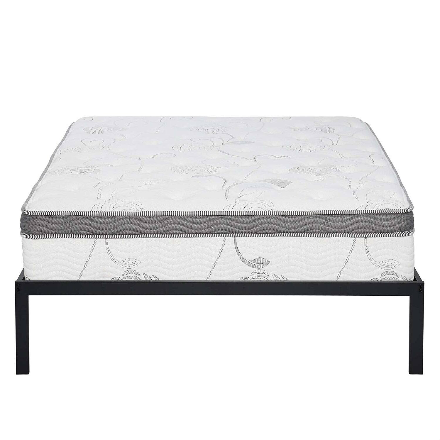 Left. Hivvago - Twin Size Heavy Duty Metal Platform Bed Frame with Wooden Slats - Black.