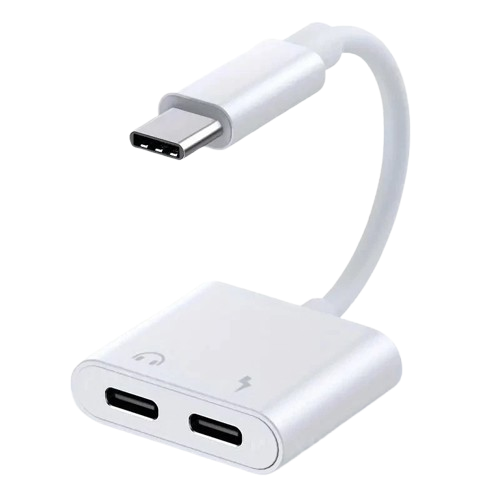 Front. Home Collection - 2-in-1 USB Type-C to 3.5mm AUX Audio & Charging Adapter Cable.