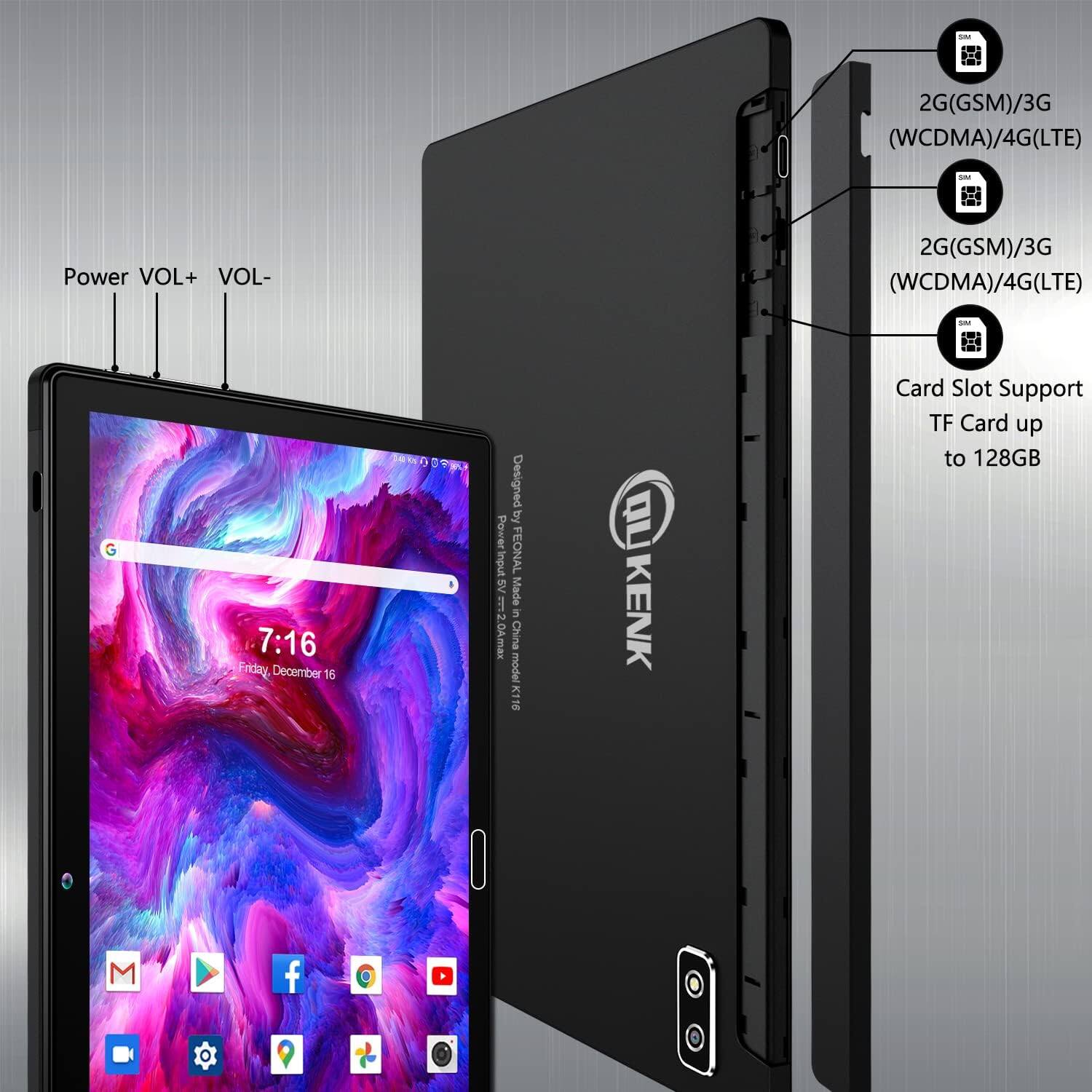 Qukenk 2025 Latest Android 13 Tablet, 2 in 1 Tablet 10.1 Inch