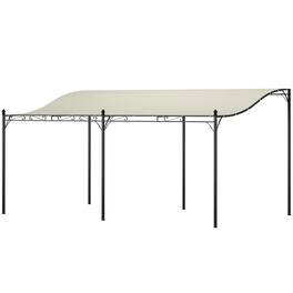 Outsunny - 10' x 17' Outdoor Pergola Canopy, Wall-Mounted Metal Patio Canopy with Weather-Resistant Fabric - Cream White