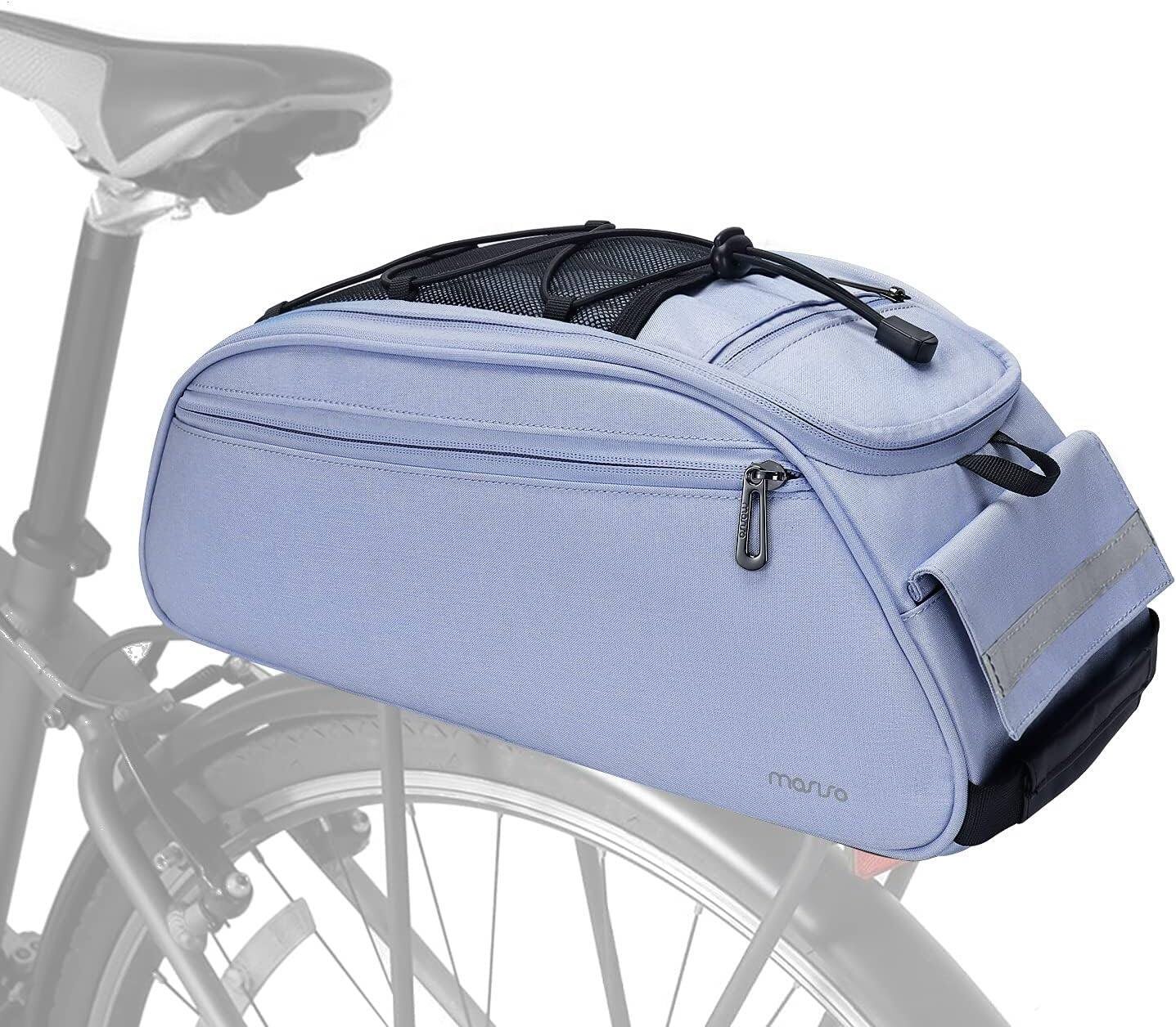 Angle. mosiso - Bike Rack Bag Waterproof Bicycle Trunk Pannier  Cycling Bike Carrier Backseat Storage Luggage Saddle Shoulder Bag - Airy Blue.