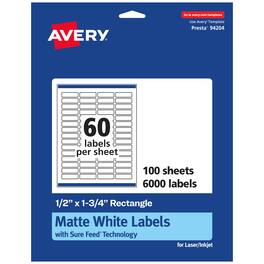 Avery - Matte Rectangle Labels, .5" x 1.75", 6,000 Labels - White