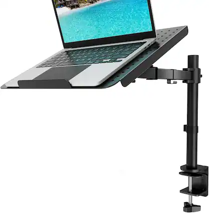 Front. FINEAK - Laptop Tray Desk Mount for 17inch Notebook, Fully Adjustable Laptop Arm - Black.