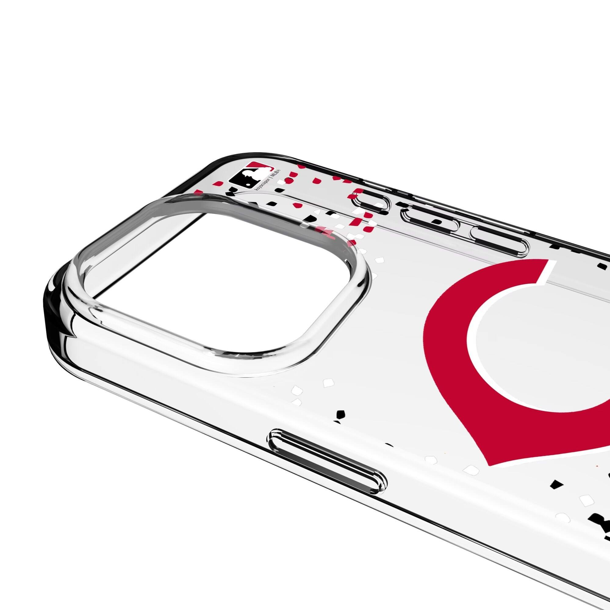 Alt View 2. Keyscaper - Cincinnati Reds iPhone Confetti Design Clear Case - 14 - Multicolor.