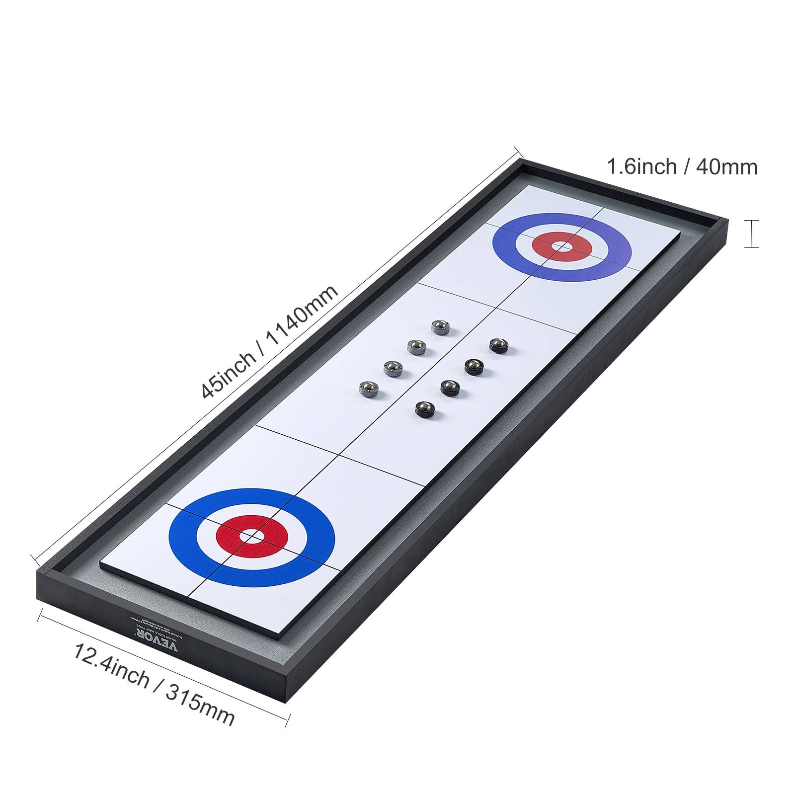 1.6inch / 40mm, 12.4inch / 315mm, 45inch / 1140mm, 12.4inch / 315mm