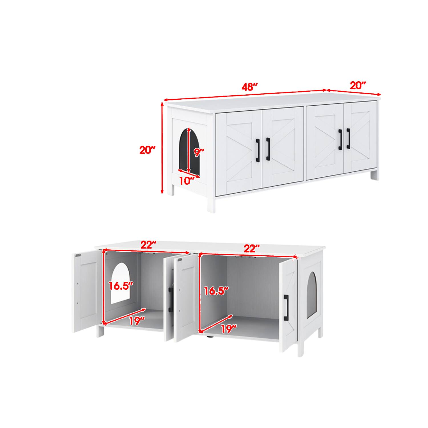 48" 20" 20" 9" 10" 22" 22" 16.5" 16.5" 19" 19"