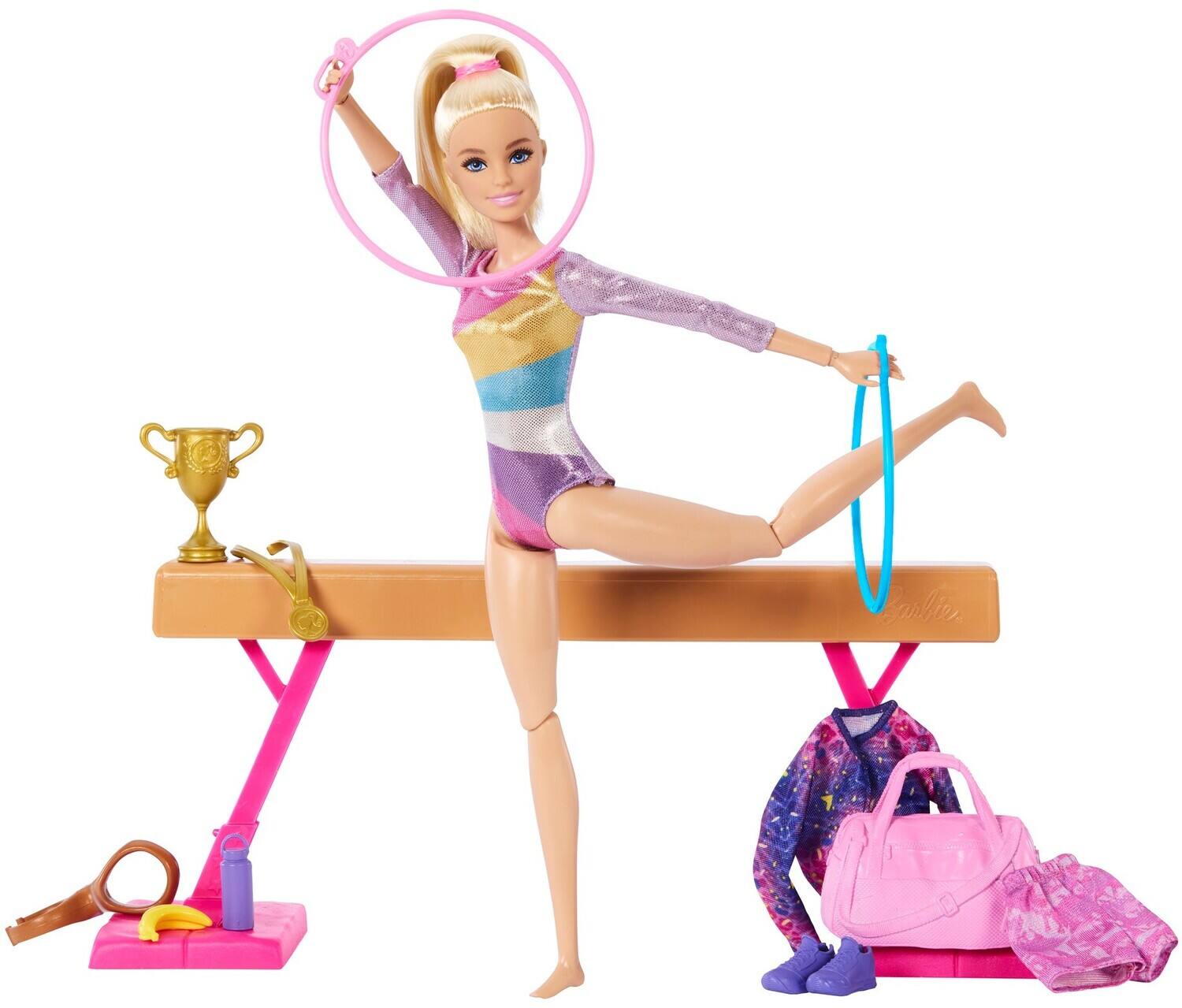 Front. Mattel - Barbie You Can Be Anything Barbie Gymnastics Playset with Blonde Doll   - COLLECTIBLES - Multicolor.