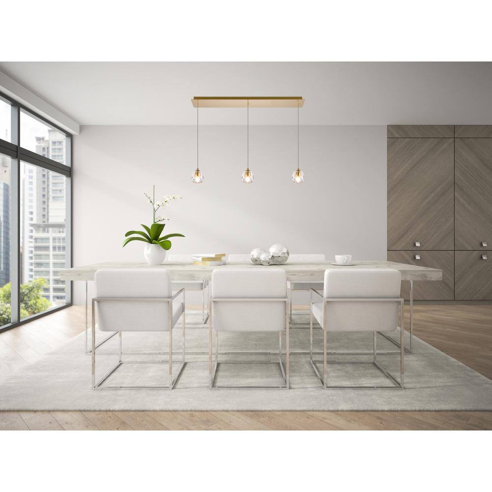 Angle. Elegant Lighting - Eren 3 lights Gold pendant - Gold.