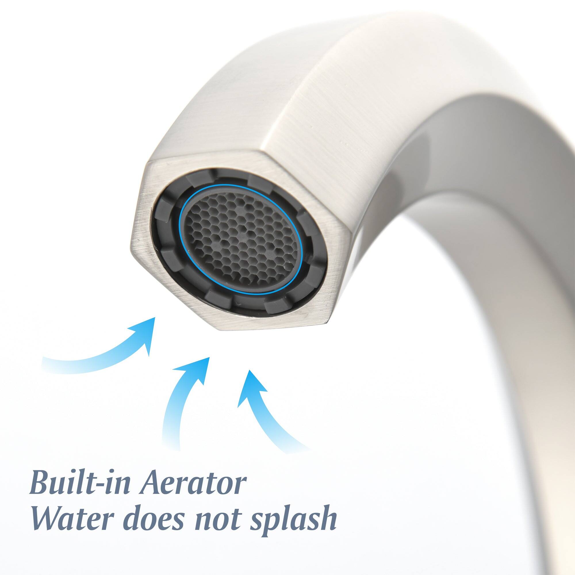 Built-in Aerator  
Water does not splash
