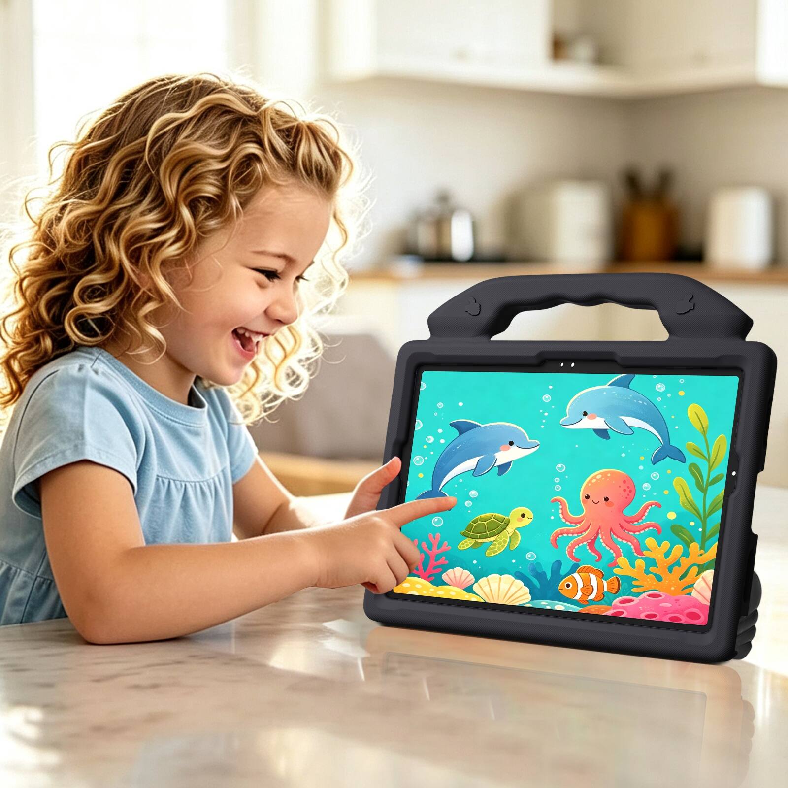 Alt View 2. UUCOVER - Kids Case for Samsung Galaxy Tab A11+ 11-inch 2025 X230/X236/X238 Shockproof EVA Handle Stand Anti-Slip Protective Cover - Black.