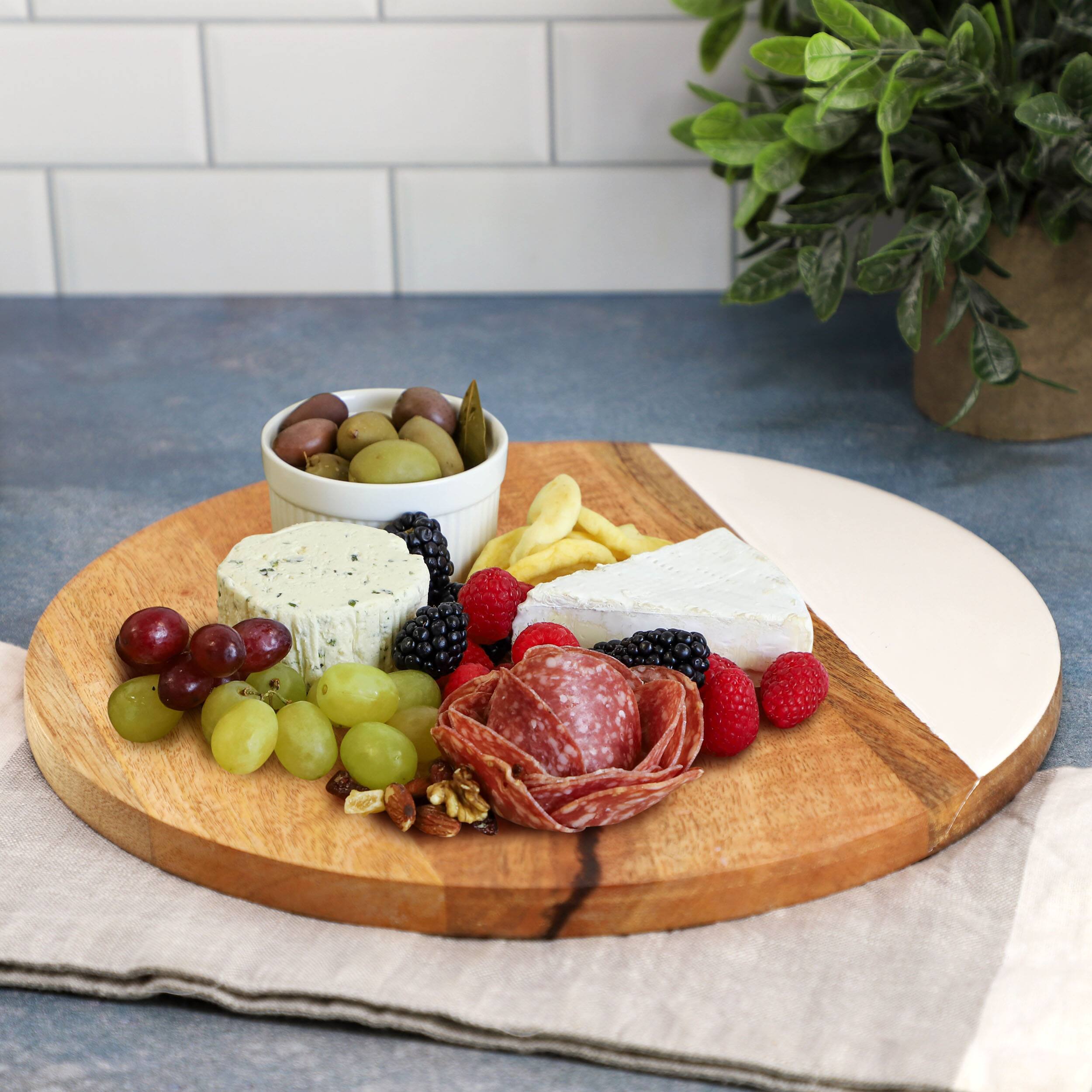 Alt View 5. Gibson - Gibson Home 12 Inch Duo Tone Round Wood Serving Board - Brown.