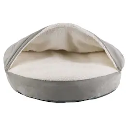 PetMaker - Cozy Cave Dog Bed with Cover Cave for Small Pets, 23”x6.5” - Gray