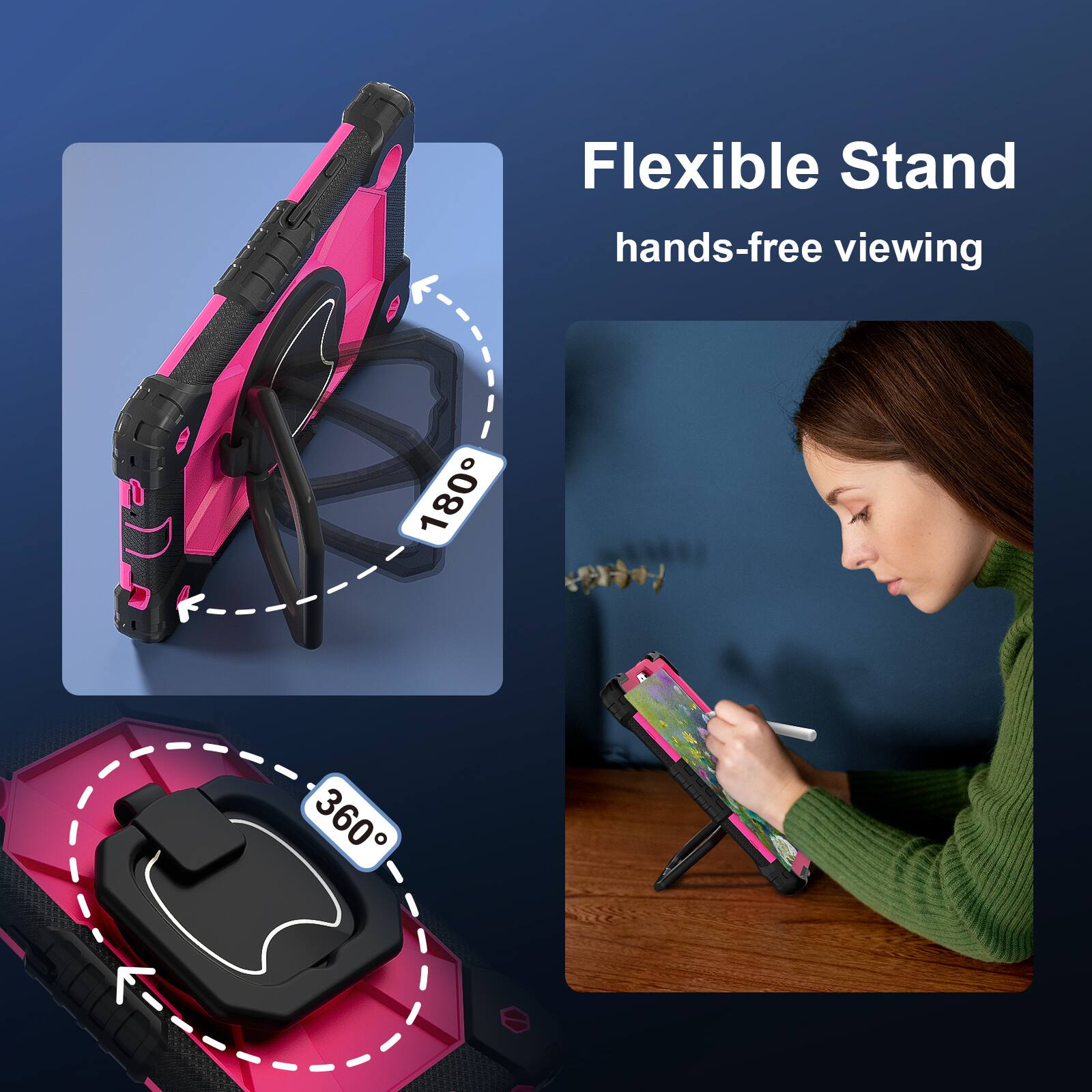Flexible Stand  
hands-free viewing  
180°  
360°