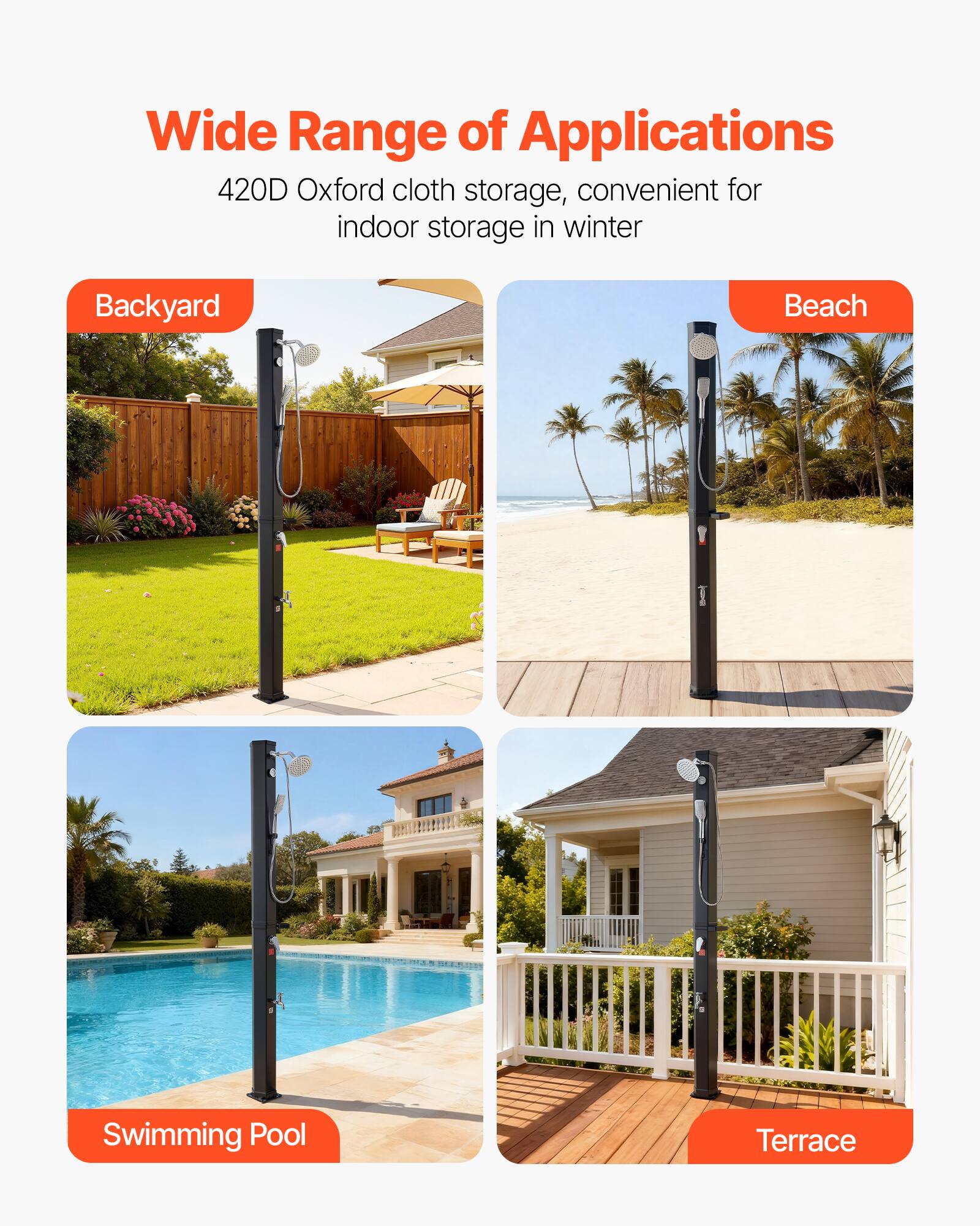 Wide Range of Applications  
420D Oxford cloth storage, convenient for indoor storage in winter  

- Backyard  
- Beach  
- Swimming Pool  
- Terrace