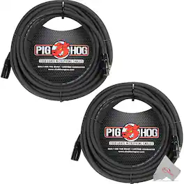 Pig Hog - 8mm XLR Microphone Cable Male to Female 30 Ft Fully Balanced Premium Mic Cable - 2 Units