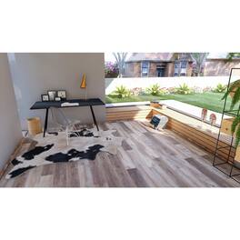East West Furniture - EVA Backing SPC Wood Flooring Planks, 4mm x 7" x 48" with 20mil Wear Layer and I4F Click Locking - Taupe Gray