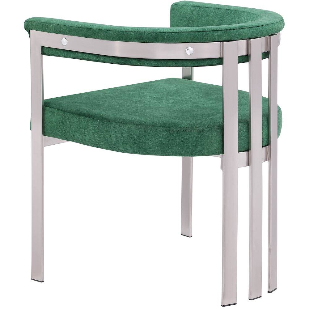 Alt View 4. Meridian Furniture - Marcello Green Velvet Dining Chair, Set of 2 - Green.