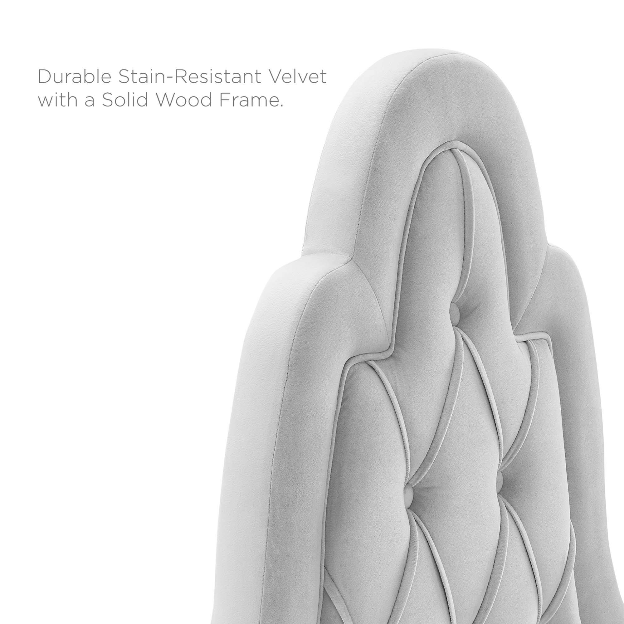 Durable Stain-Resistant Velvet with a Solid Wood Frame.