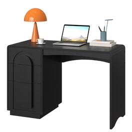 Bestier - 47.2 Inch Office Desk with 3 Versatile Drawers and Sliding Rails, Modern Curved Rounded Corner for Home Office Desk - Black