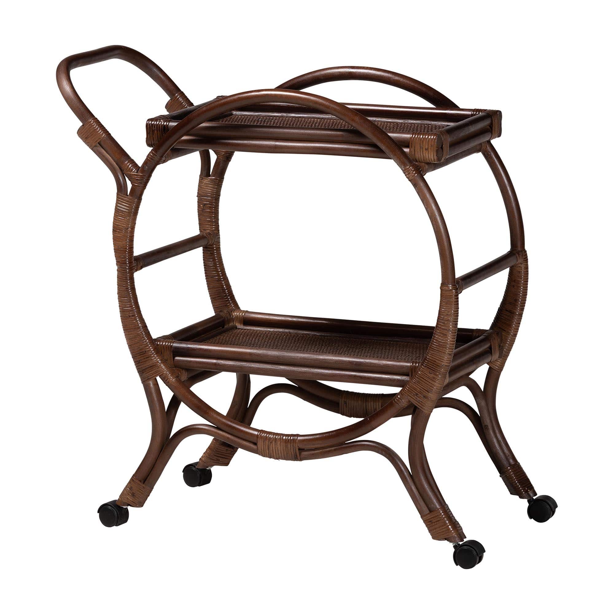 bali & pari - Selah Natural Rattan Kitchen Cart - Handwoven Wicker 2-Tier Mobile Serving Cart with Tray Top - Coffee Bean price history on PriceWatchPro