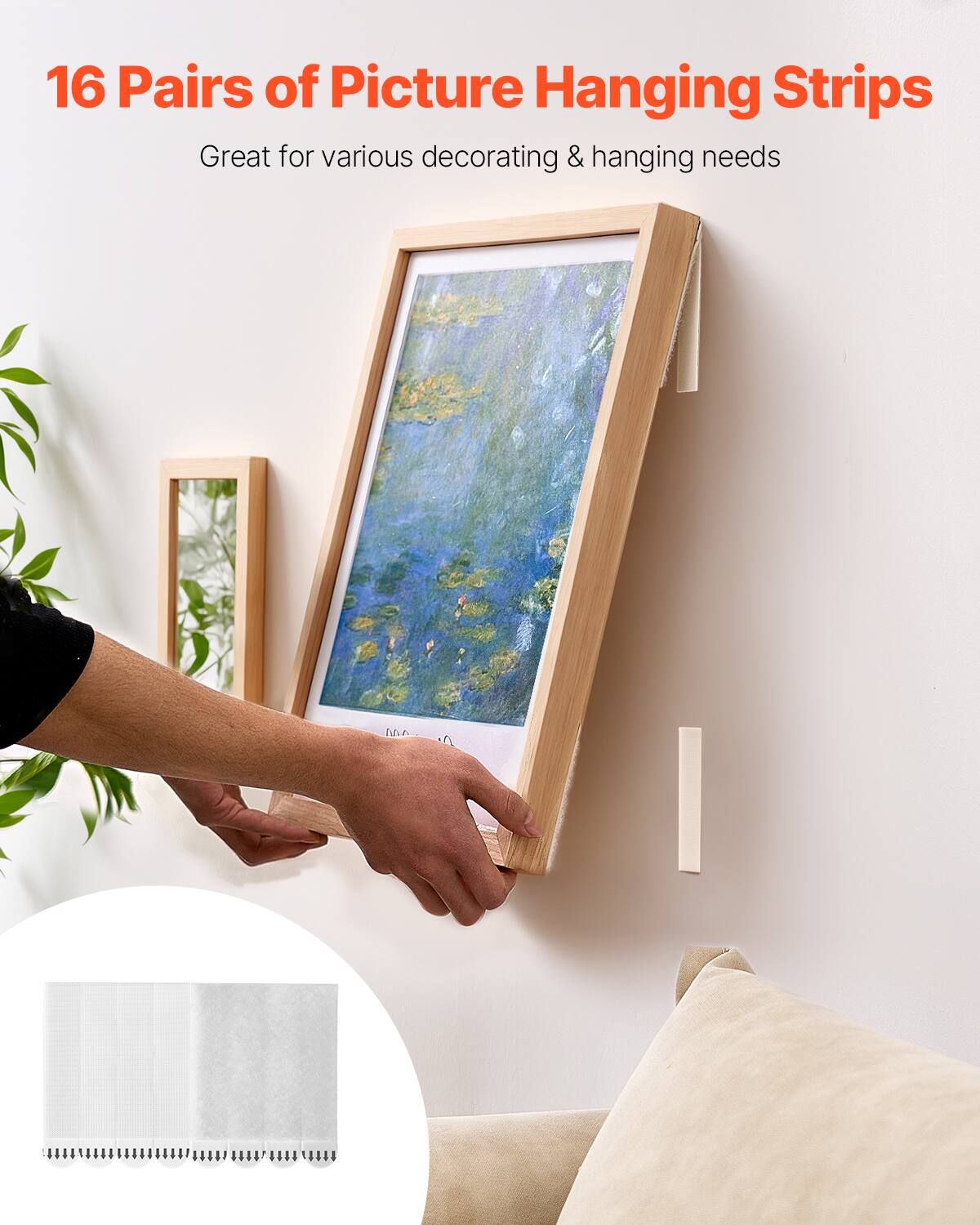 16 Pairs of Picture Hanging Strips  
Great for various decorating & hanging needs
