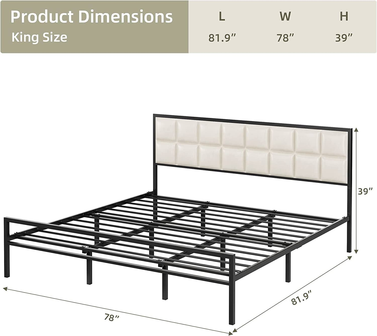 Product Dimensions  
King Size  

L 81.9"  
W 78"  
H 39"