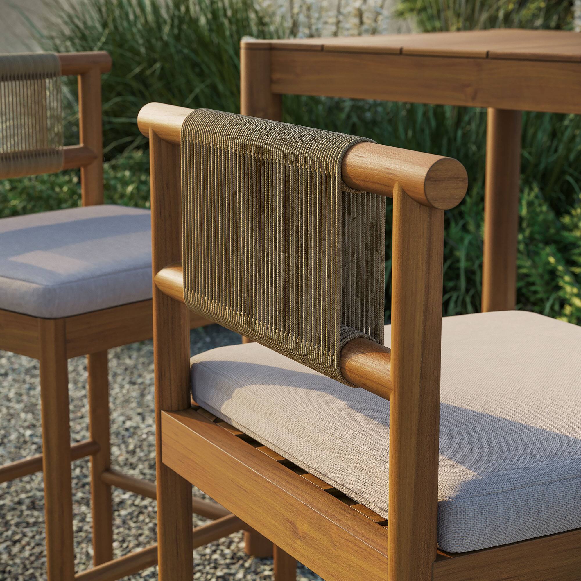 Alt View 1. Modway - Eleni Outdoor Teak Wood Bar Stools Set of 2 by Modway - Natural Sail.