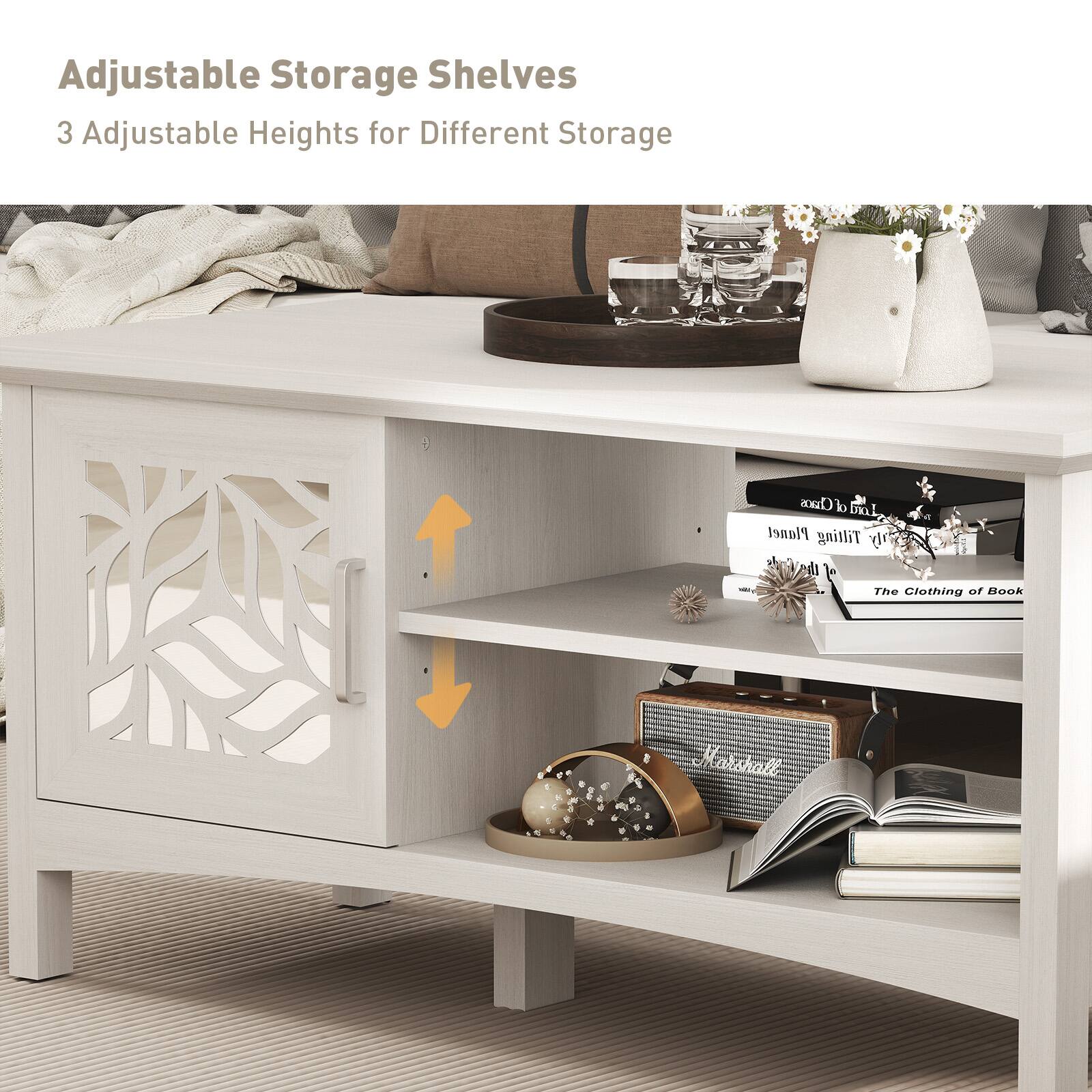 Adjustable Storage Shelves  
3 Adjustable Heights for Different Storage