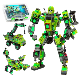 JitteryGit - Robotryx Cliffsling 3-in-1 Robot Building Set – 238-Piece Green Construction Warrior with Crane Hooks & Antennas