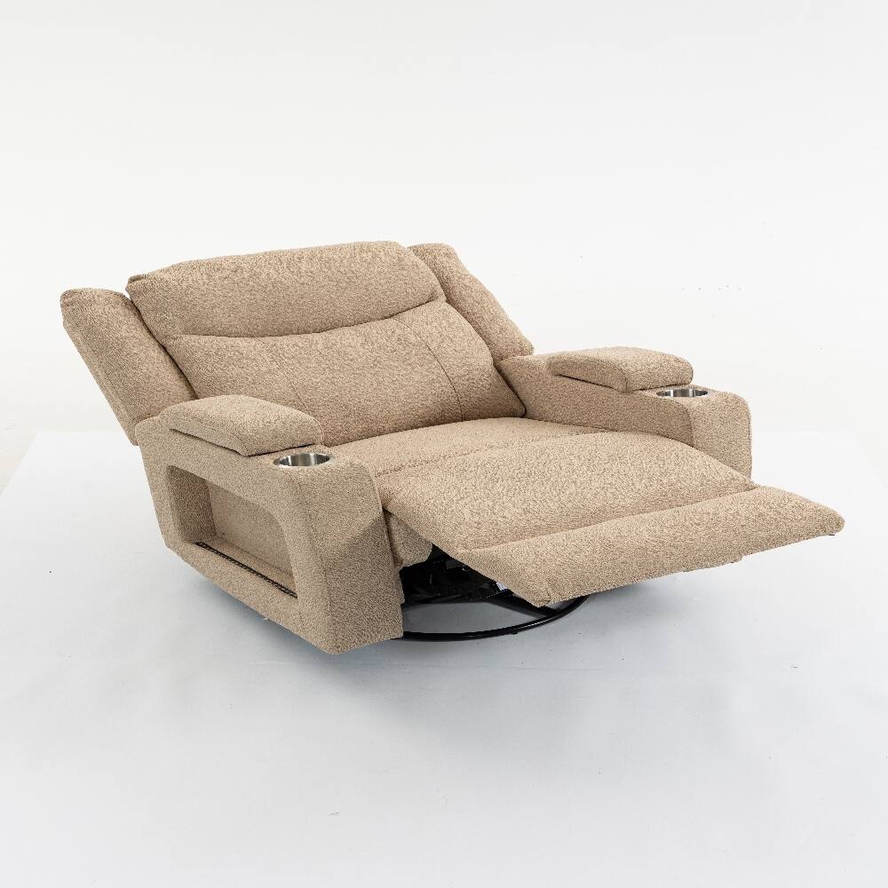 Alt View 9. Ropilly - Ropilly Extra Wide Power Recliner Velvet Massage Chair with Swivel and Heat - Camel.