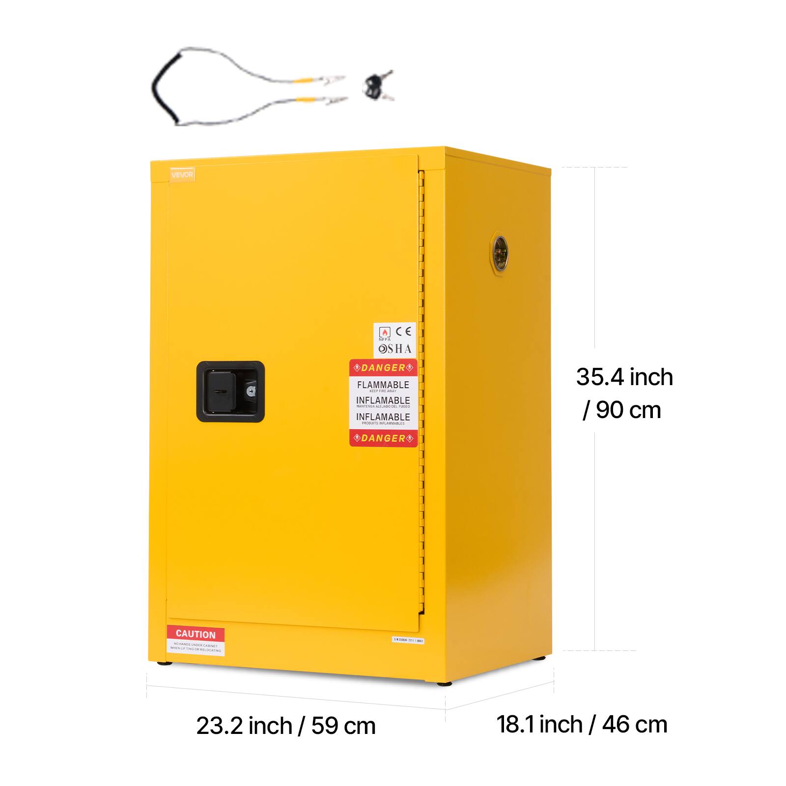 VEVOR CE  
HA  
FLAMMABLE  
INFLAMABLE  
DANGER  
CAUTION  

35.4 inch / 90 cm  
23.2 inch / 59 cm  
18.1 inch / 46 cm