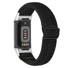Front. StrapsCo - Comfort Stretch Band Elastic Nylon Watch Strap For Fitbit Charge 6 - Black.