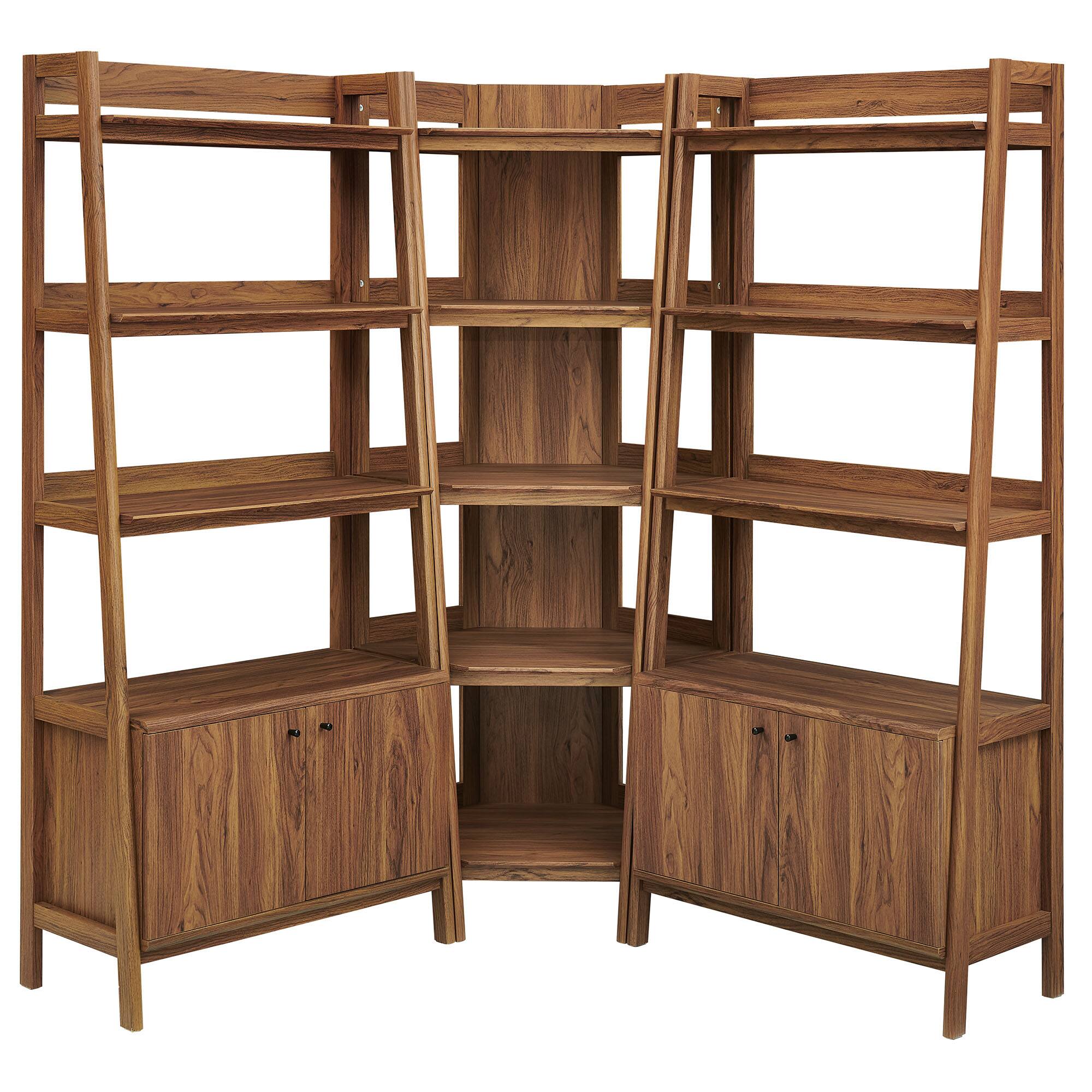 置物 sundaysbest Bixby 3 Piece Corner Bookshelf Set with Wide Bookshelves by Modway
