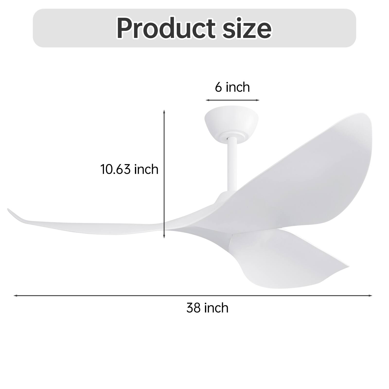 Product size

- Diameter: 38 inch
- Height: 10.63 inch
- Blade width: 6 inch