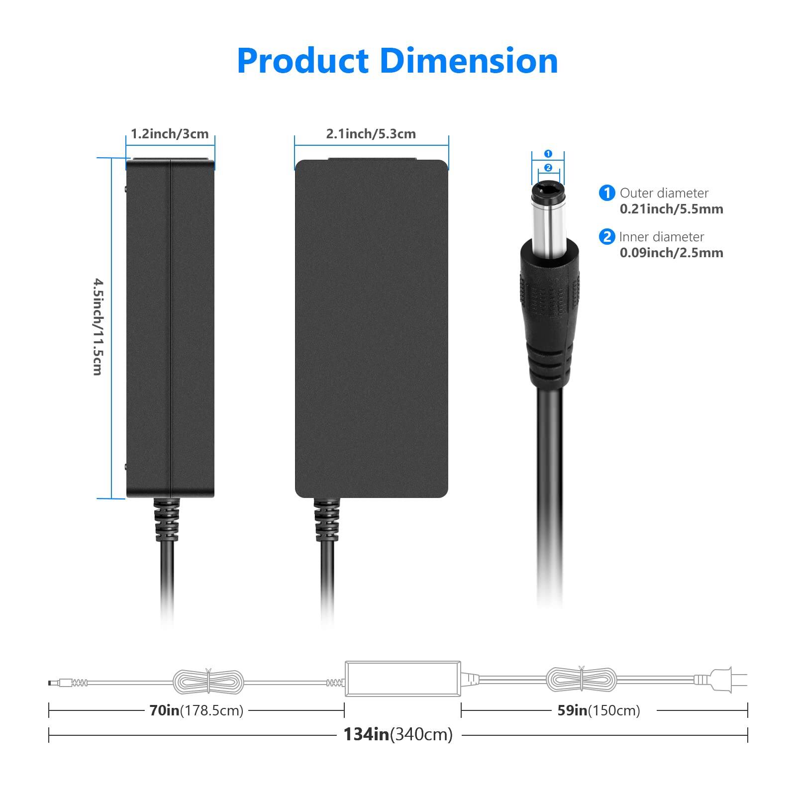 Product Dimension

- 1.2 inch / 3 cm
- 2.1 inch / 5.3 cm
- 4.5 inch / 11.5 cm

Outer diameter: 0.21 inch / 5.5 mm

Inner diameter: 0.09 inch / 2.5 mm

- 70 in (178.5 cm)
- 134 in (340 cm)
- 59 in (150 cm)