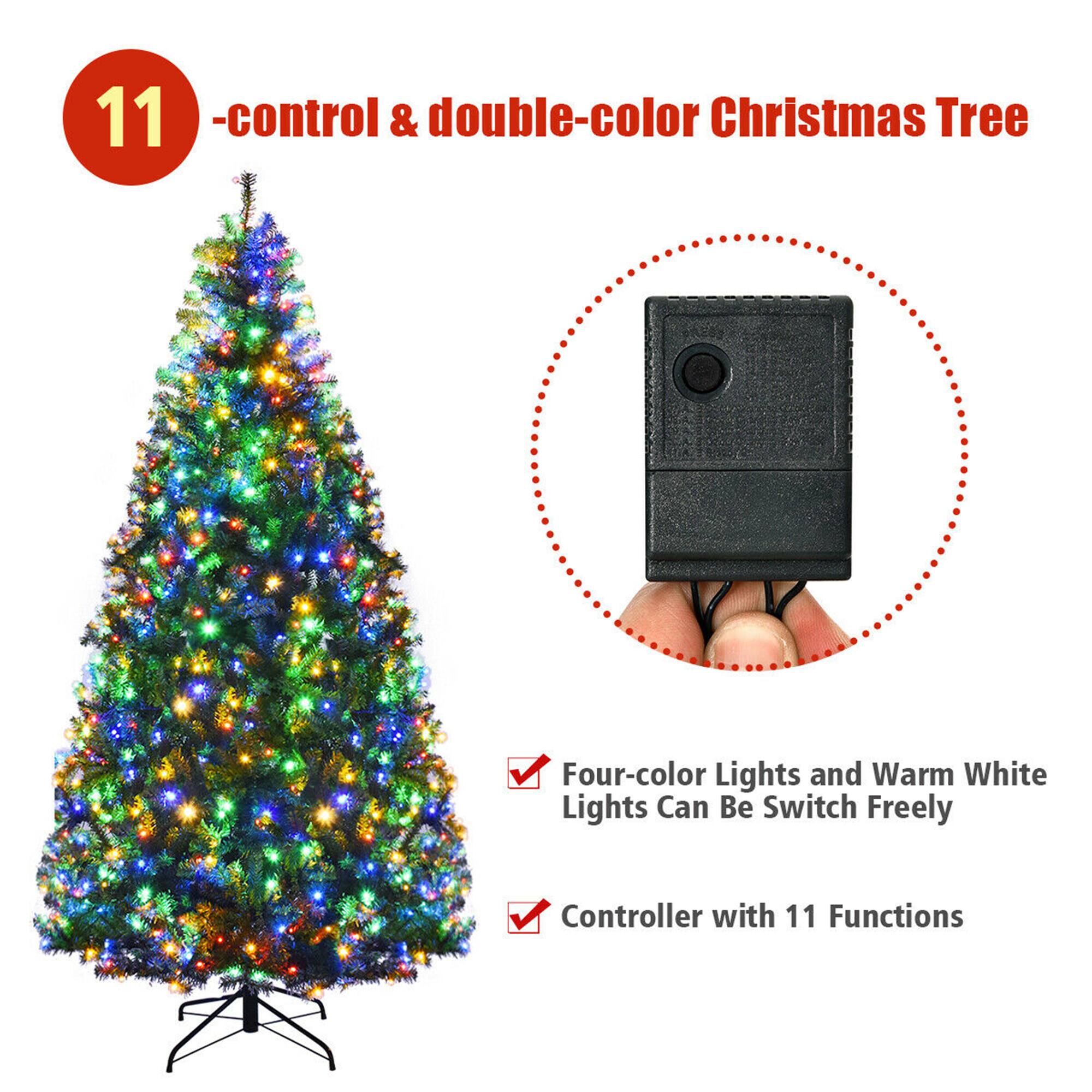 11 -control & double-color Christmas Tree

Four-color Lights and Warm White Lights Can Be Switch Freely

Controller with 11 Functions