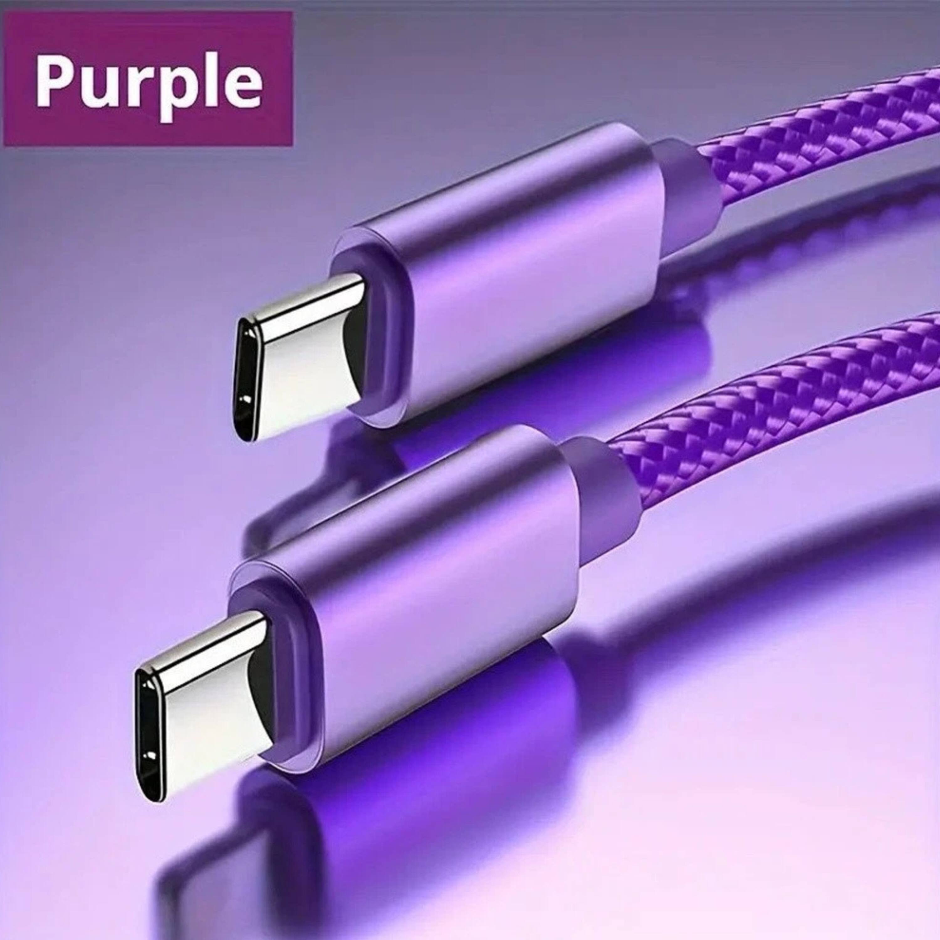 Angle. Kitcheniva - Premium USB-C to USB-C Fast Charging Data Sync Charger Cable Cord 6Ft Purple - Purple.