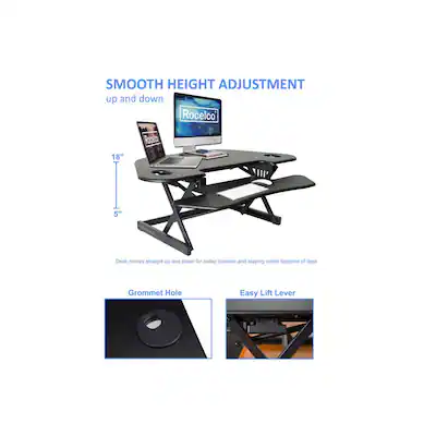 ROCELCO 32 in. W Gray Height Adjustable Standing Desk Converter with Anti Fatigue Mat and Dual Monitor Riser System 2301555-1249-HD - The Home Depot ROCELCO 32 in. W Gray Height Adjustable Standing Desk Converter with Anti Fatigue Mat and Dual Monitor Riser System 2301555-1249-HD - The Home Depot