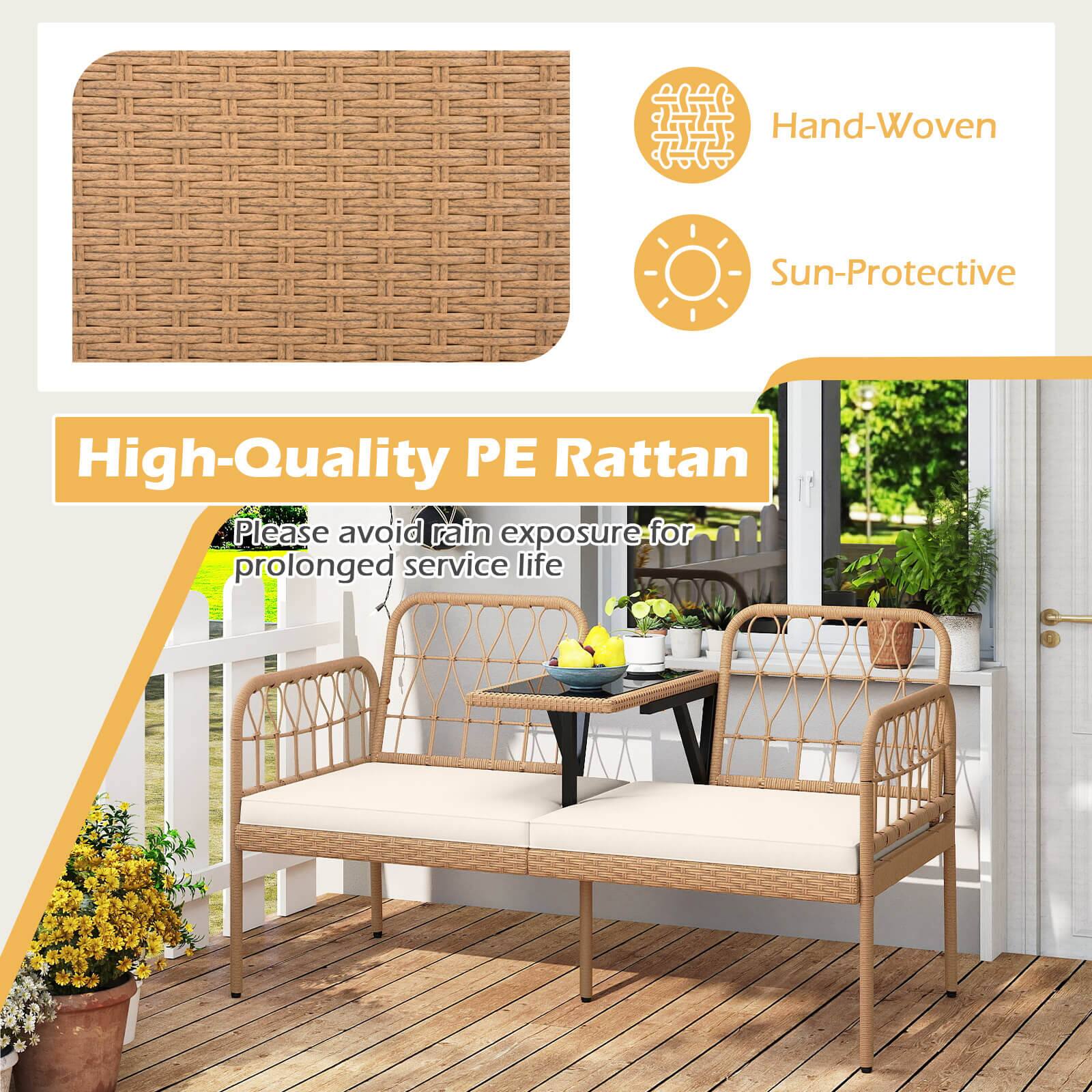 Hand-Woven Sun-Protective High-Quality PE Rattan  
Please avoid rain exposure for prolonged service life