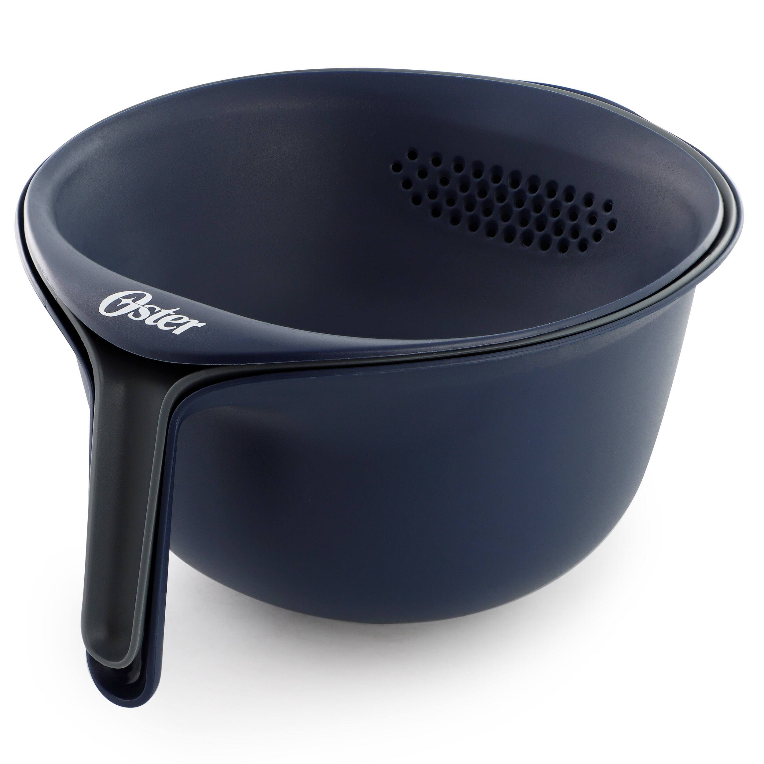 Alt View 1. Oster - Oster Bluemarine 3 Piece Nestable Plastic Colander and 3 Quart Bowl Set in Dark Blue.