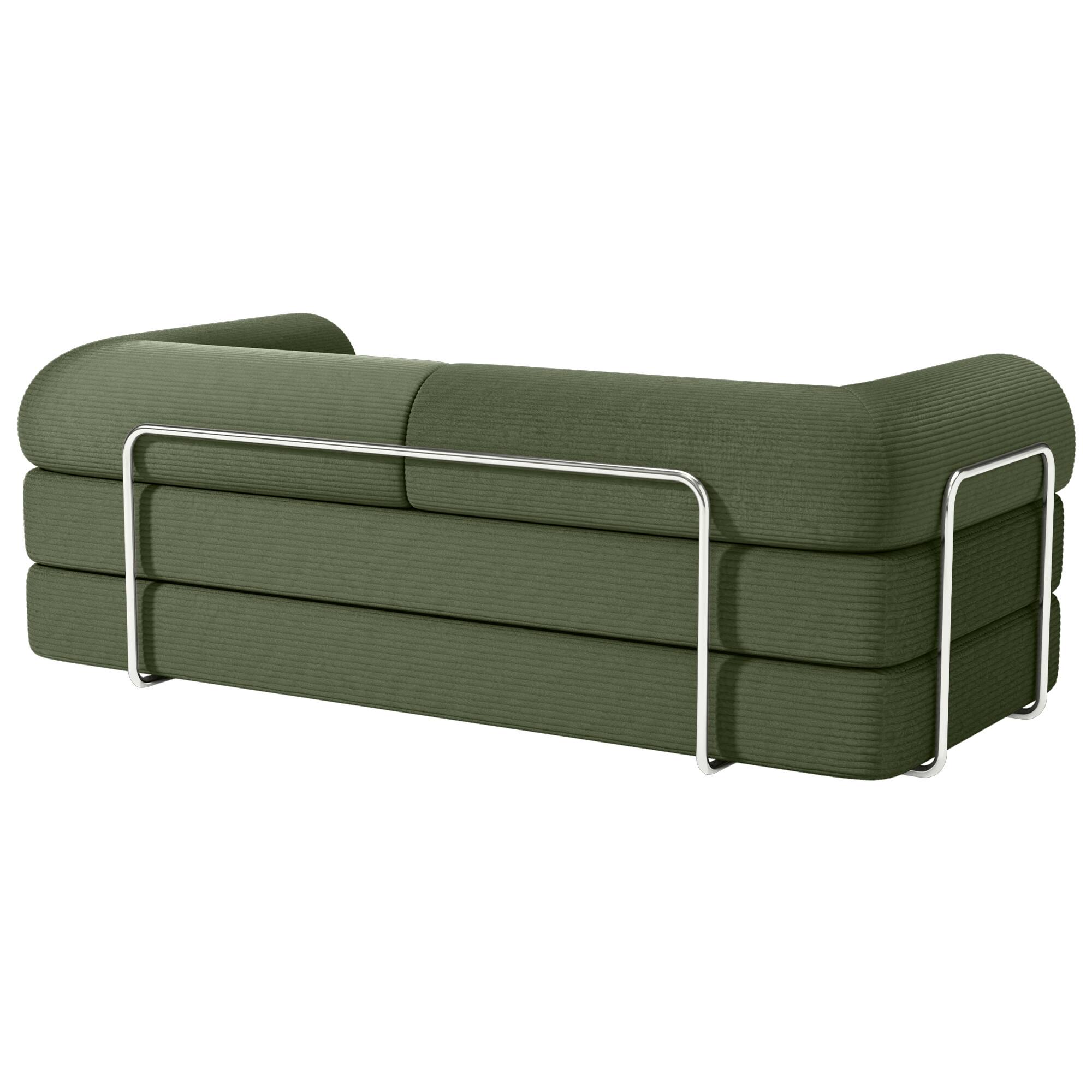 Alt View 1. Vaczon - 79" Modular Convertible Sofa Bed with High-Density Foam and Corduroy Upholstery with Lumbar Pillow Included - Olive Green.