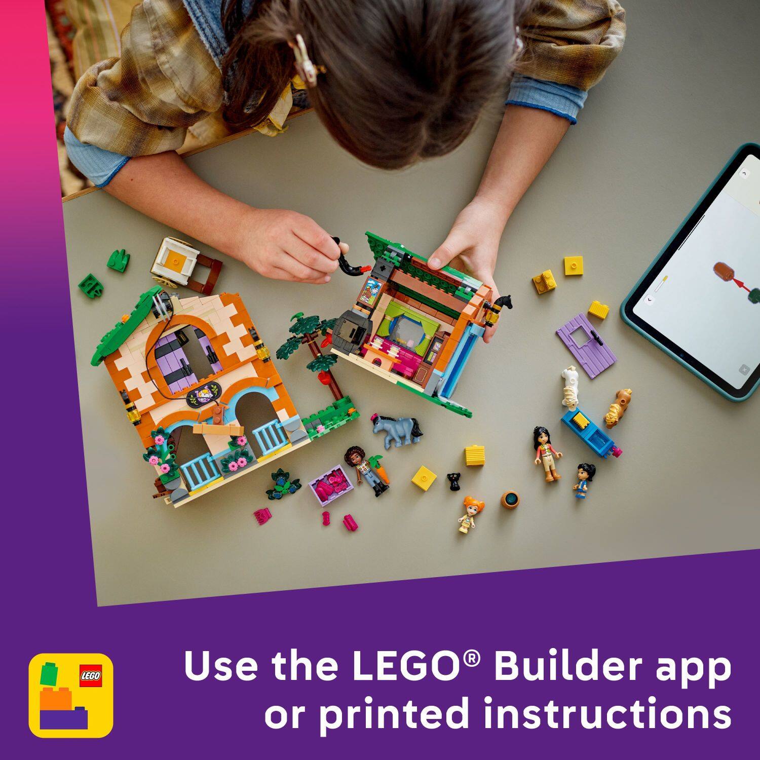 Use the LEGO® Builder app or printed instructions