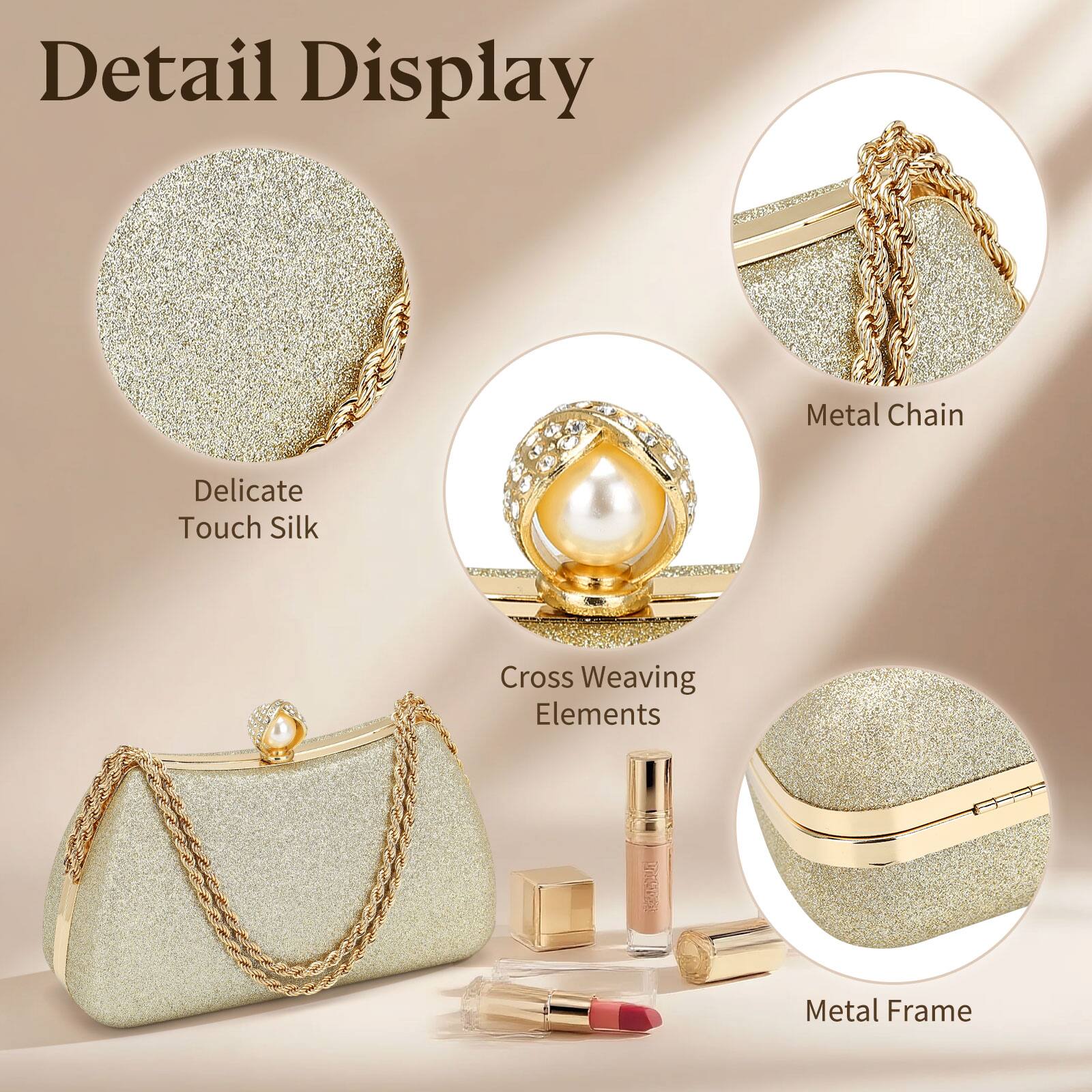 Detail Display

- Delicate Touch Silk
- Metal Chain
- Cross Weaving Elements
- Metal Frame